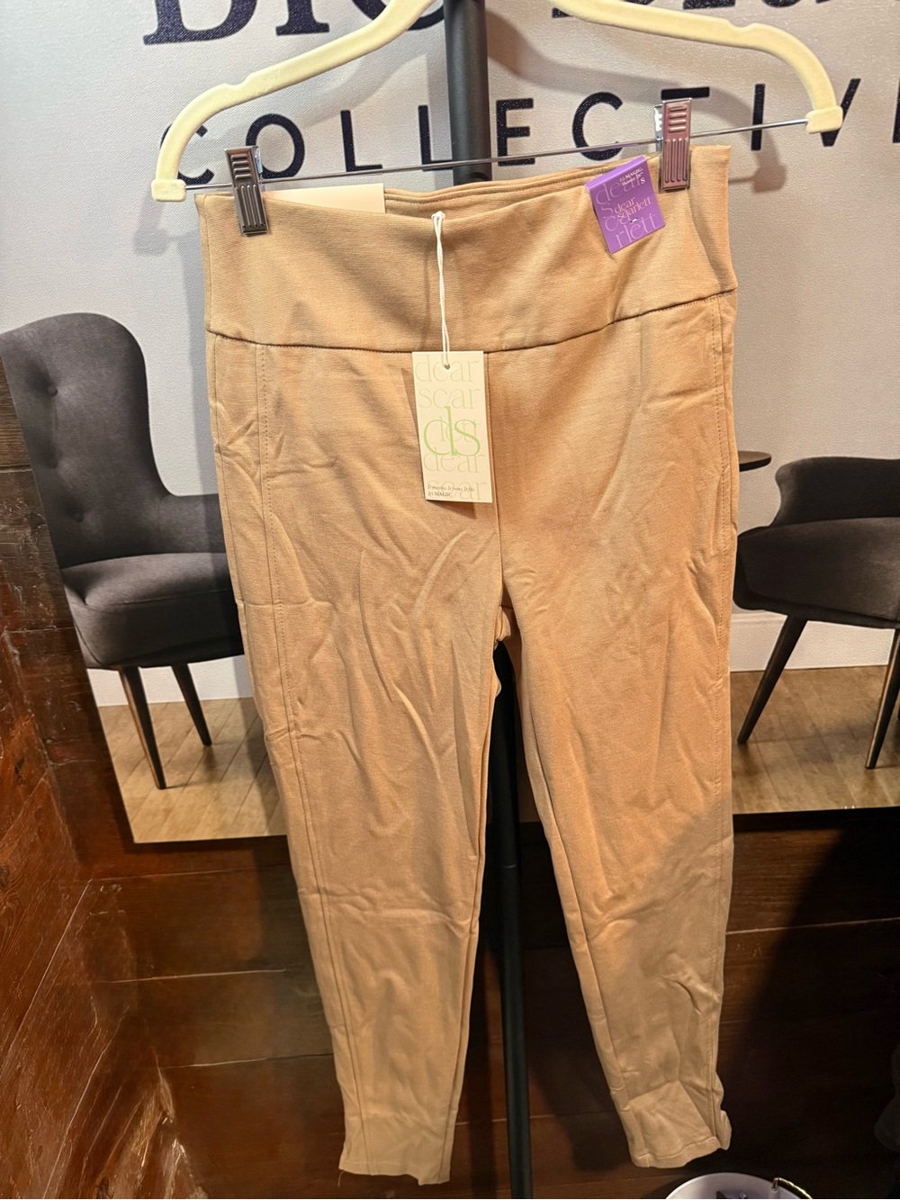 Casual Cotton-Blend Tan Leggings